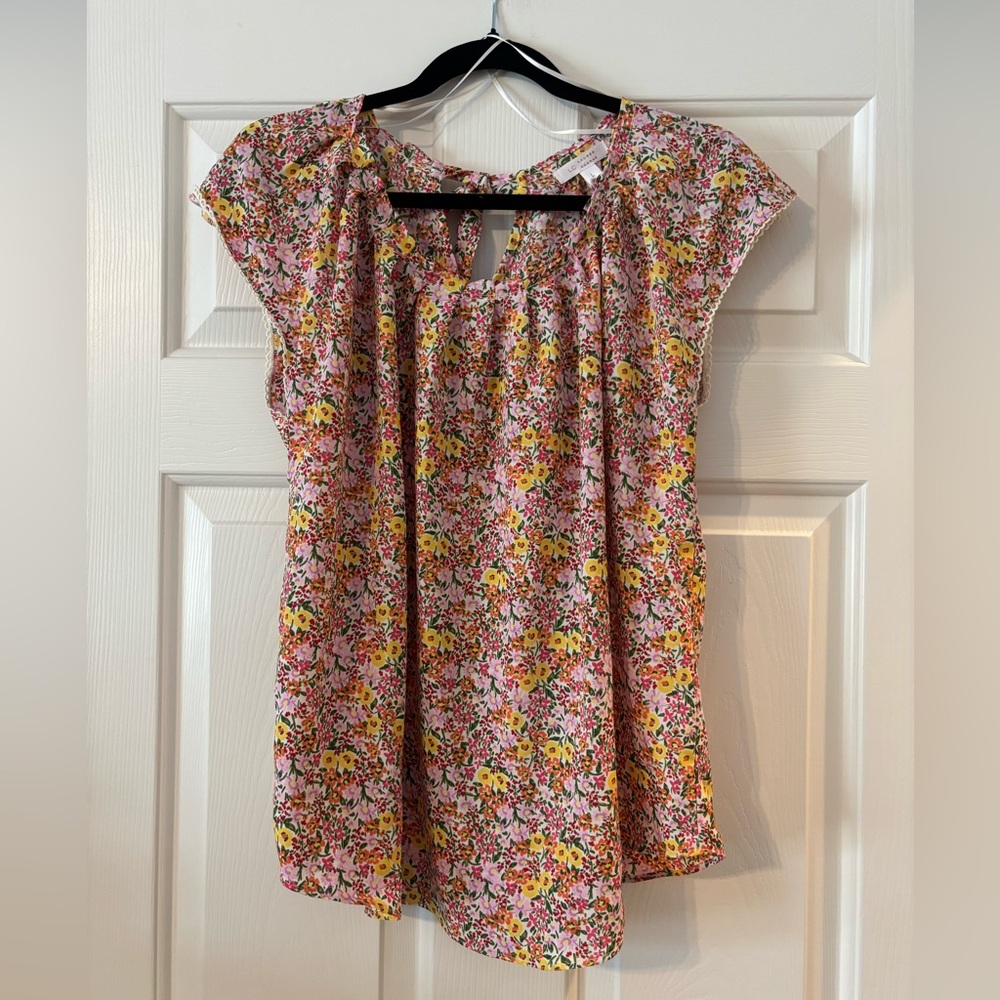 NWT LC Lauren Conrad Pink and Yellow Floral Top